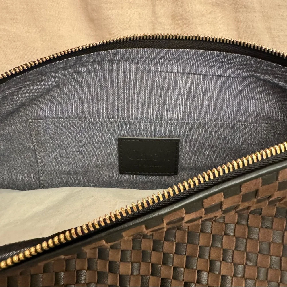 Clare V Moyen Messenger Black/Chocolate Woven Checker Bag NWT - Picture 6 of 10